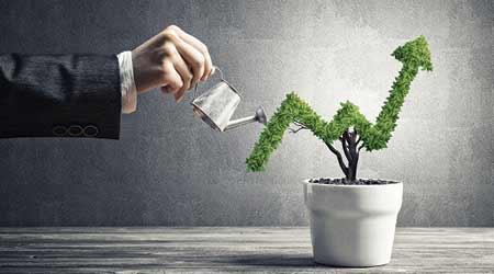figure profitability sign in form of plant being watered